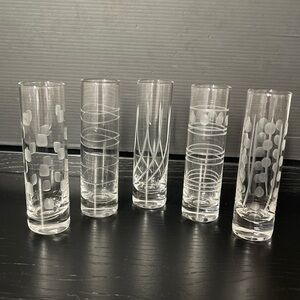 Etched Clear Glass Shot Glass Set - 5-Piece